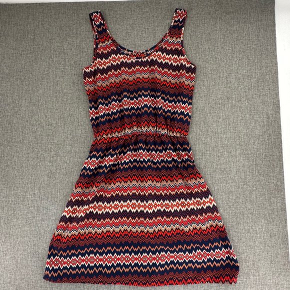 Sunday in Brooklyn Dress Elastic Waist Sleeveless Lightweight Small Orange Blue - Picture 9 of 11